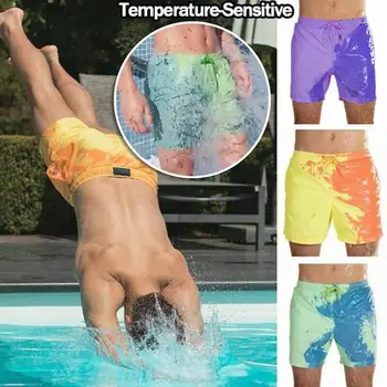 Пляжные шорты Мужские, Волшебно меняющие цвет, Плавки, Купальные шорты, Быстросохнущие Летние спортивные штаны для купания