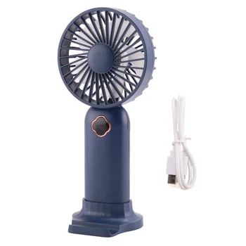 Портативный Ручной Вентилятор USB Mini Fan С Перезаряжаемым Цифровым Дисплеем Ленивый Вентилятор Воздушного Охладителя для Наружного Домашнего Офиса-Синий