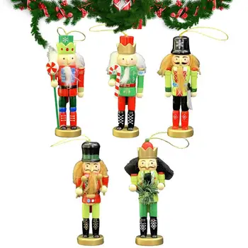 Рождественский декор в виде деревянного щелкунчика, 5 шт. Праздничная Рождественская Коллекционная кукольная игрушка, 4,7-дюймовый Рождественский солдатик, Подвеска Праздничная