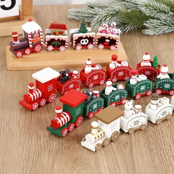 Рождественский деревянный поезд 2024 года, Веселые рождественские украшения для дома, украшение на Рождественскую елку, подарок для детей, Счастливого Нового года, детские подарки
