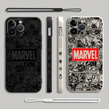 Роскошный Чехол для Телефона с героями мультфильмов Marvel для iPhone 13 Mini XS XR 7 8 12x15 Plus 11 Pro SE 14 Pro Max Square Liquid Cover