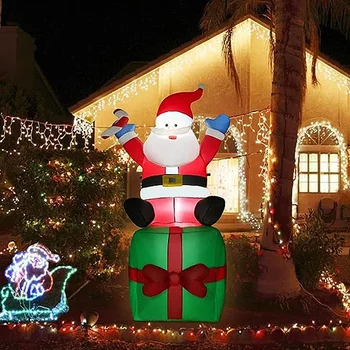 Санта-Клаус укладывает подарки Рождественским украшением надувная модель реквизита для патио 1,8 м Рождественские украшения для помещений и улицы