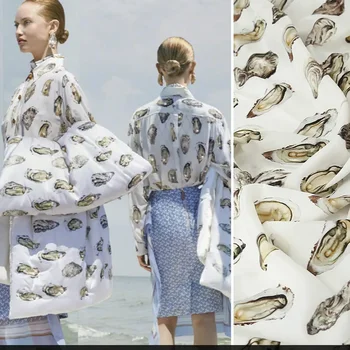 совершенно новый показ мод с принтом жемчужной раковины ручной работы DIY одежда из полиэфирной ткани ткань для платья alibaba express