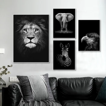 Современная природа Дикая Природа Африка Дикие животные Черно Белый холст Картина Плакат Печать Настенное искусство Картина для гостиной домашний декор