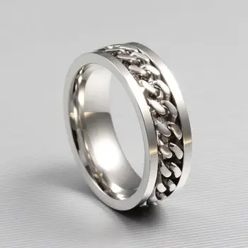 Титановый подарок, классическое свадебное модное кольцо на палец, женское и мужское кольцо-цепочка из нержавеющей стали