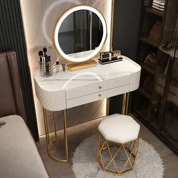 Туалетный столик для макияжа с зеркалом Туалетный столик Скандинавские комоды Комод для спальни Роскошный Светлый туалетный столик Мебель для спальни