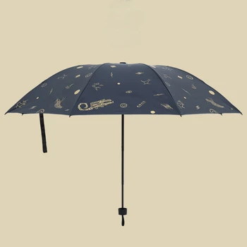 Черное покрытие, складной зонт, портативный зонт с защитой от ультрафиолета, Ветрозащитный, прочный, качественный дождевик Guarda Chuva